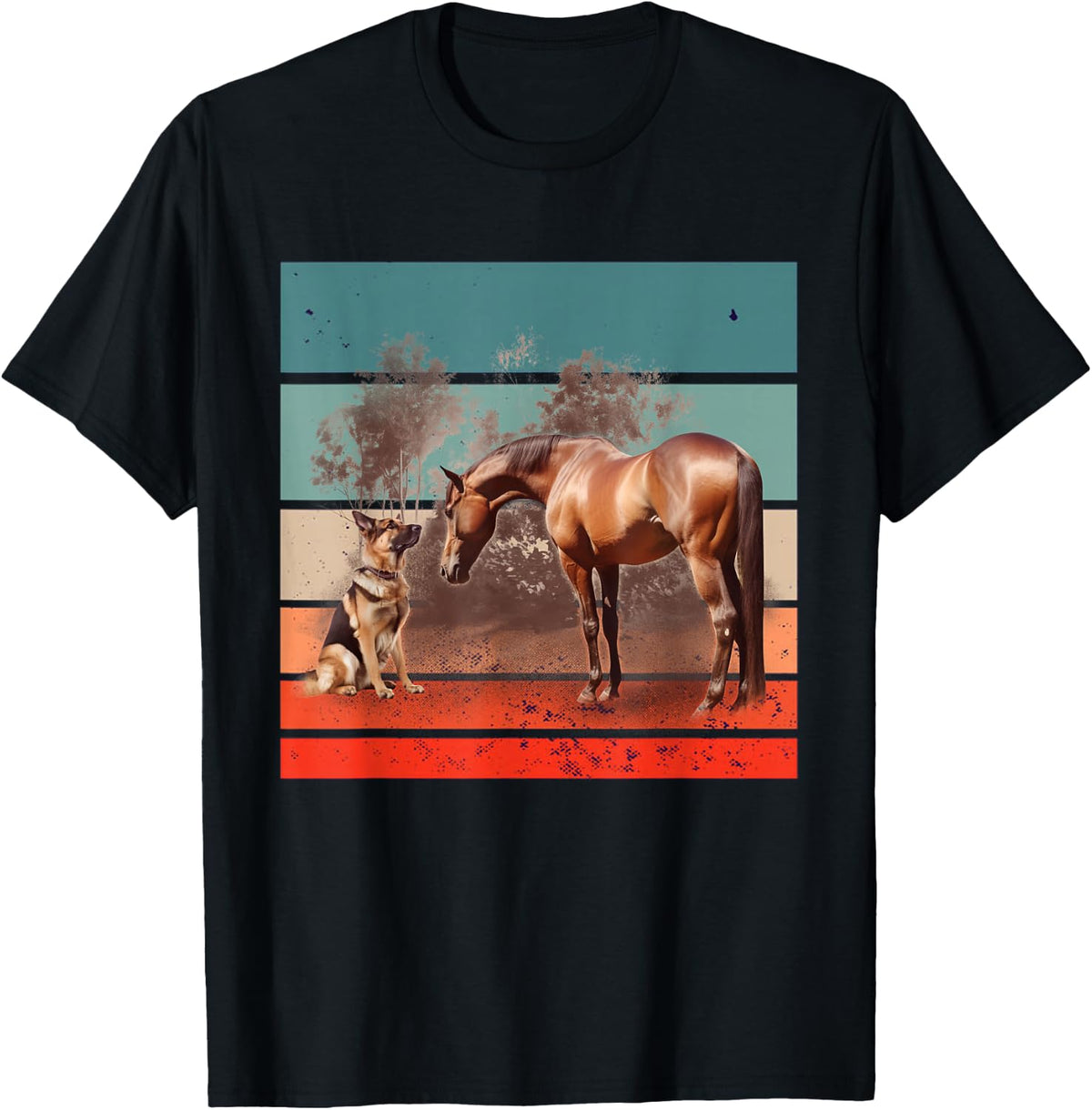 German Shepherd horse dog animal interaction nature friendly T-Shirt
