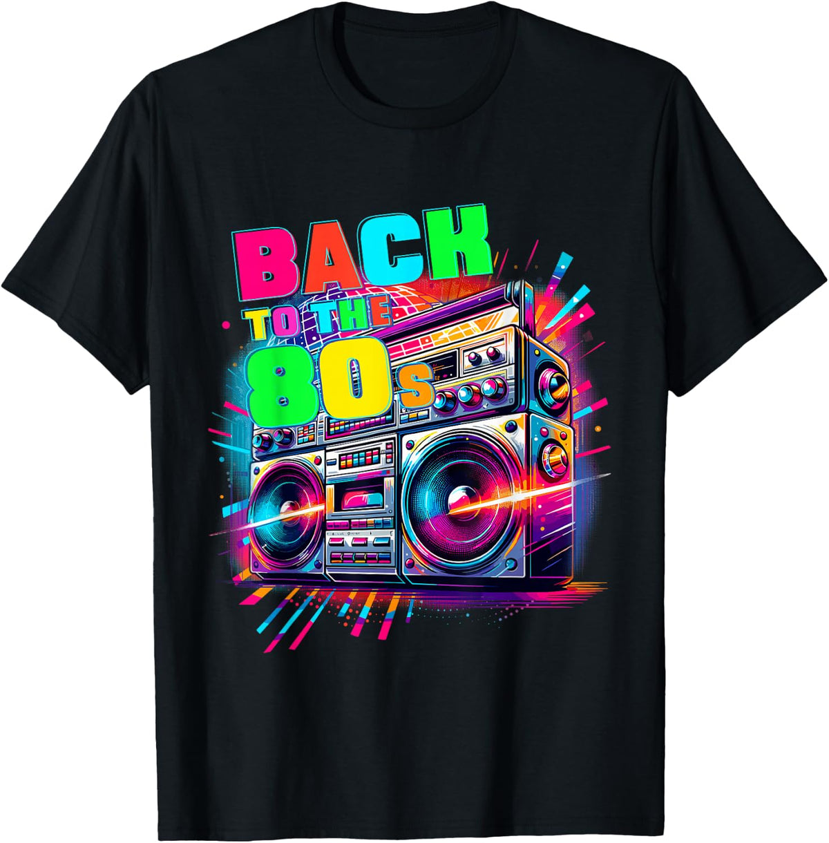Back To The 80s Party Carnival Costume Fancy Dress 80s , black T-Shirt