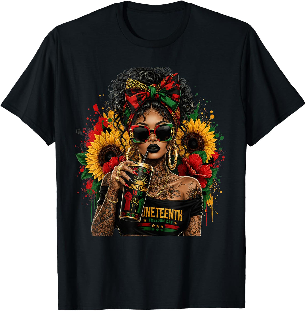 African American Juneteenth Pride Afro Women T-Shirt