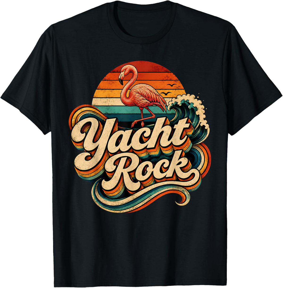 Yacht Rock Flamingo Vintage 70s 80s Music Vibes Grunge Retro T-Shirt