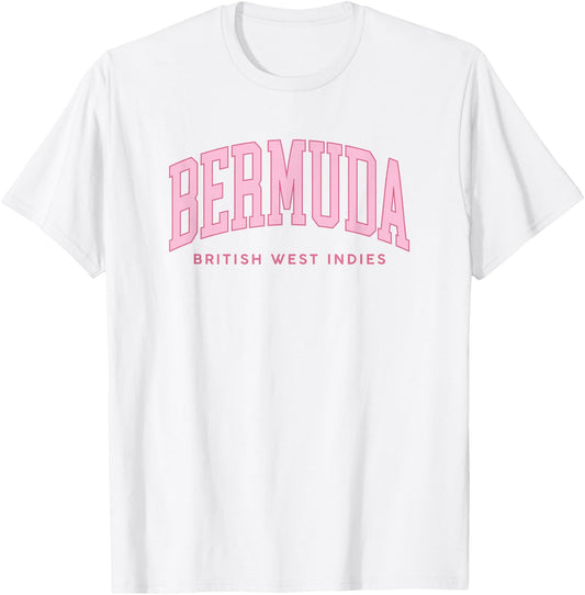 Bermuda Retro Preppy Throwback Pink Text Girls T-Shirt