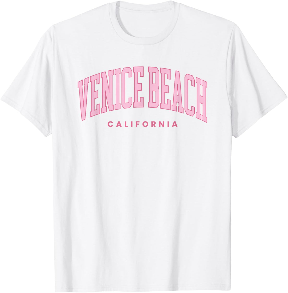 Venice Beach California Retro Preppy Throwback Pink Text T-Shirt