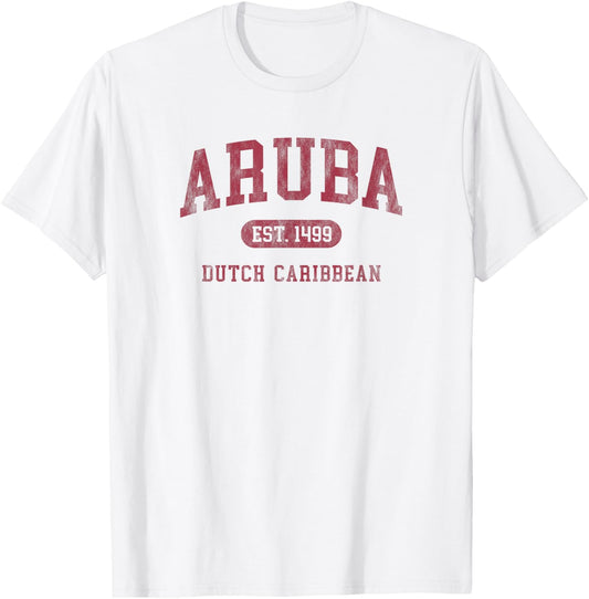 Aruba Est 1499 Throwback Letter Souvenir T-Shirt