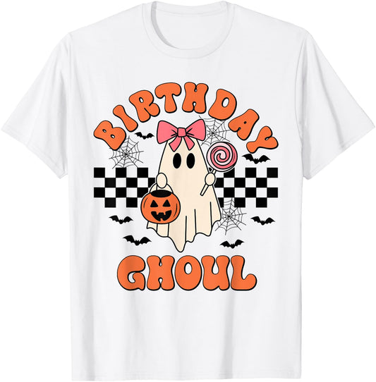 Birthday Ghoul Spooky Season Groovy Halloween Girls Kids T-Shirt