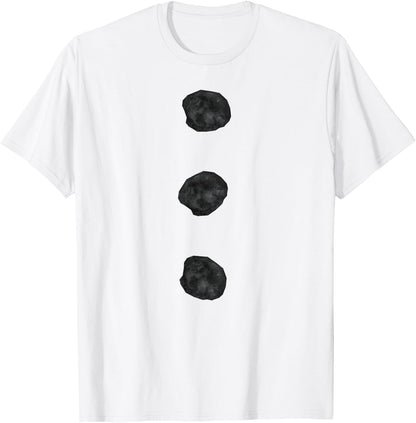 Snowman Costume Shirt Three Black Buttons on White T-Shirt