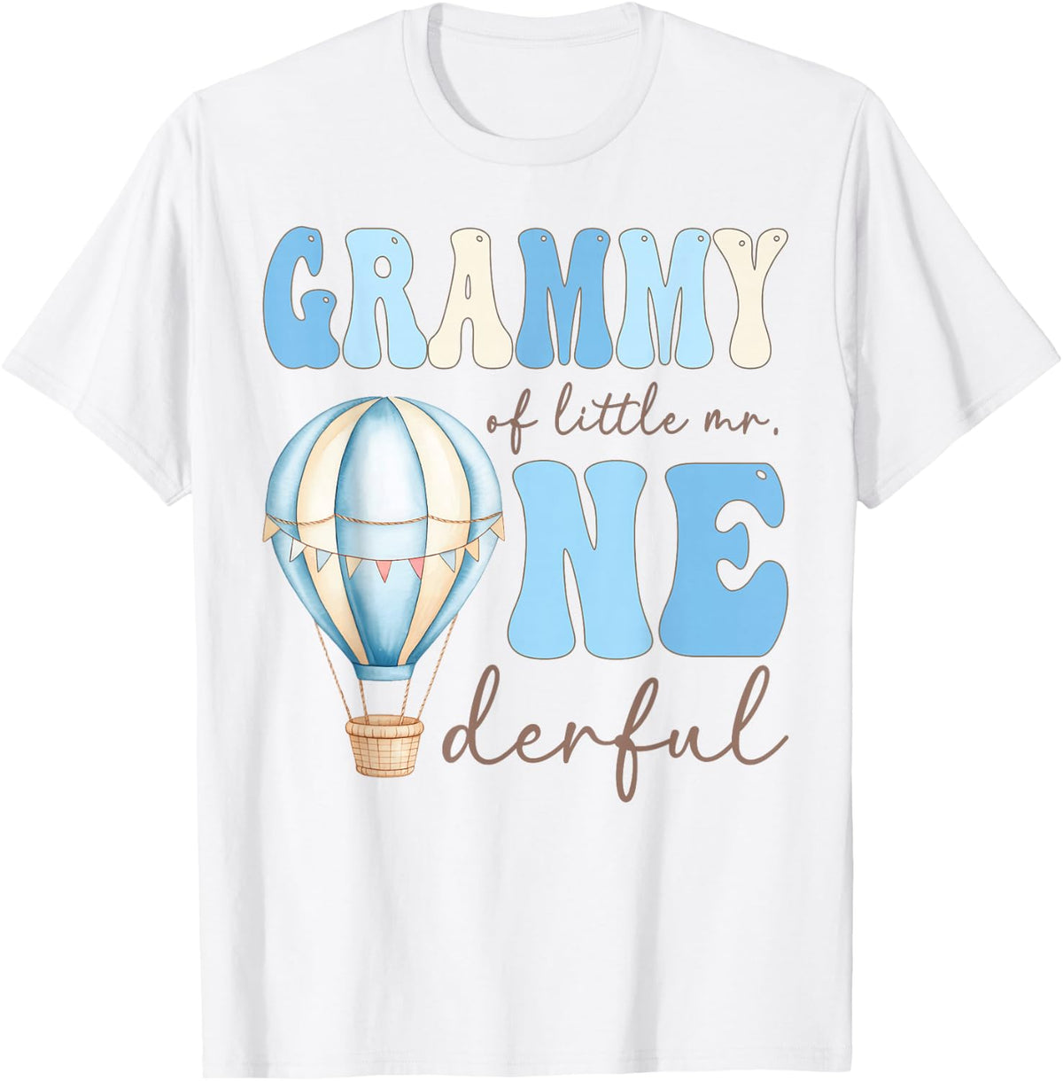 Grammy of Little Mr. Onederful 1st Birthday Boy Air Balloon T-Shirt