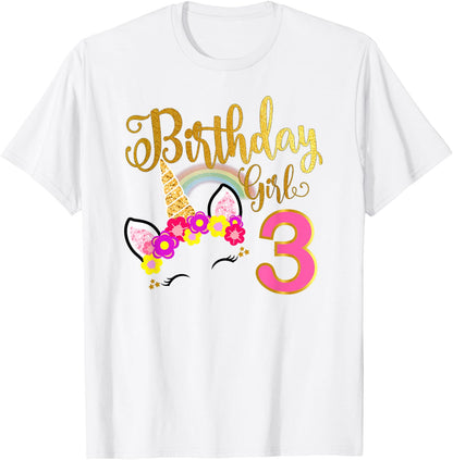 I'm 3rd the Birthday for Girl Unicorn 3 year old Birthday T-Shirt