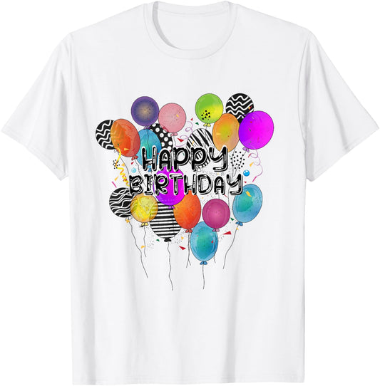 Birthday Happy Birthday Balloons Confetti Birthday , White, s T-Shirt