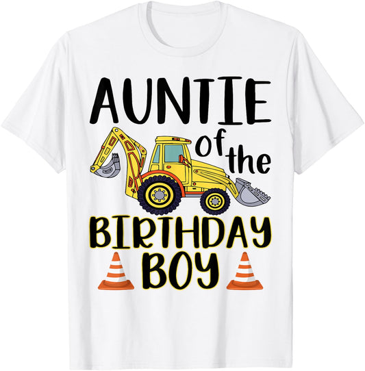Auntie of The Birthday for Boy Excavator Construction Truck T-Shirt
