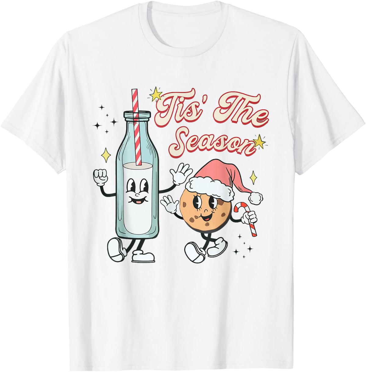 Tis The Season Retro Milk and Cookie Christmas T-Shirt