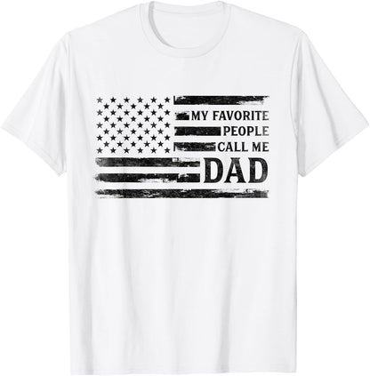 My Favorite People Call Me Dad Father's Day Black USA Flag T-Shirt