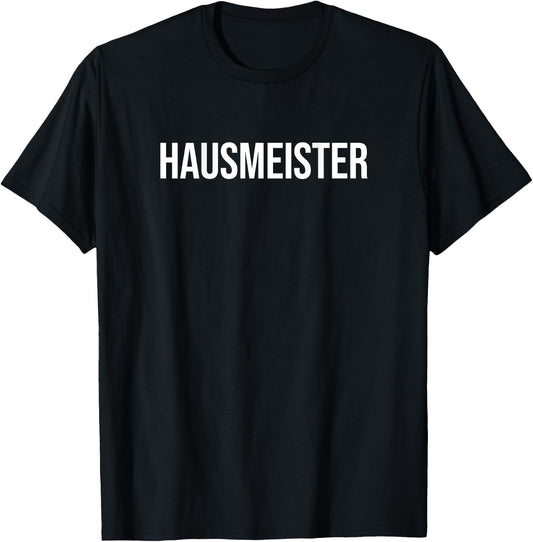 Back Print Back Lettering Janitorial , black T-Shirt