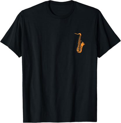 Music Saxophonist Minimalist Simple Instrument Saxophone , Black, S T-Shirt
