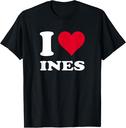 Red Heart I Love Ines , Black, S T-Shirt