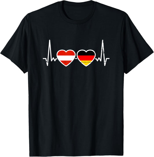 ?sterreich Deutschland Herzschlag Flagge ?sterreicher T-Shirt