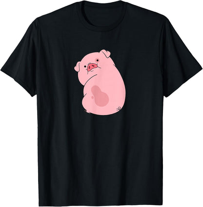 Disney Channel Gravity Falls Waddles the Pig , Black, S T-Shirt