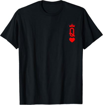 Queen of Heart King And Queen Easy Couple Halloween Costume , black T-Shirt