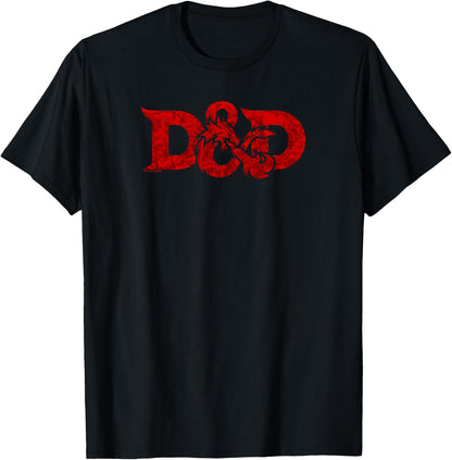 Dungeons & Dragons DnD Official Red Epic Logo , black T-Shirt