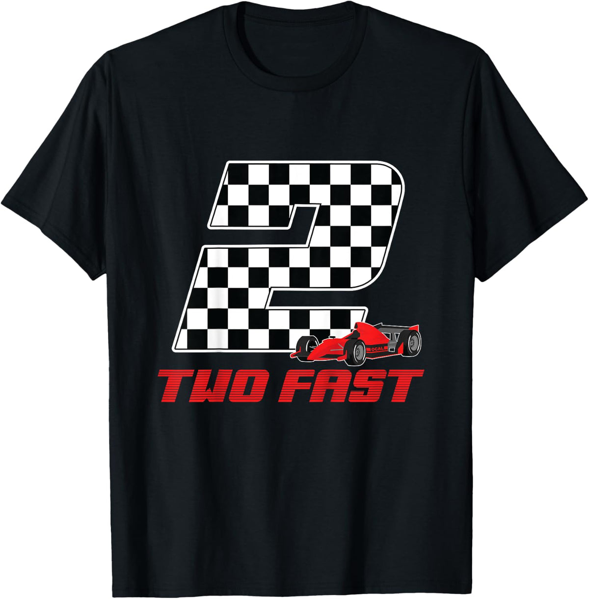 Childrens 2nd Birthday 2 Years Old Boy Race Car Two Fast Cars Lover , black T-Shirt