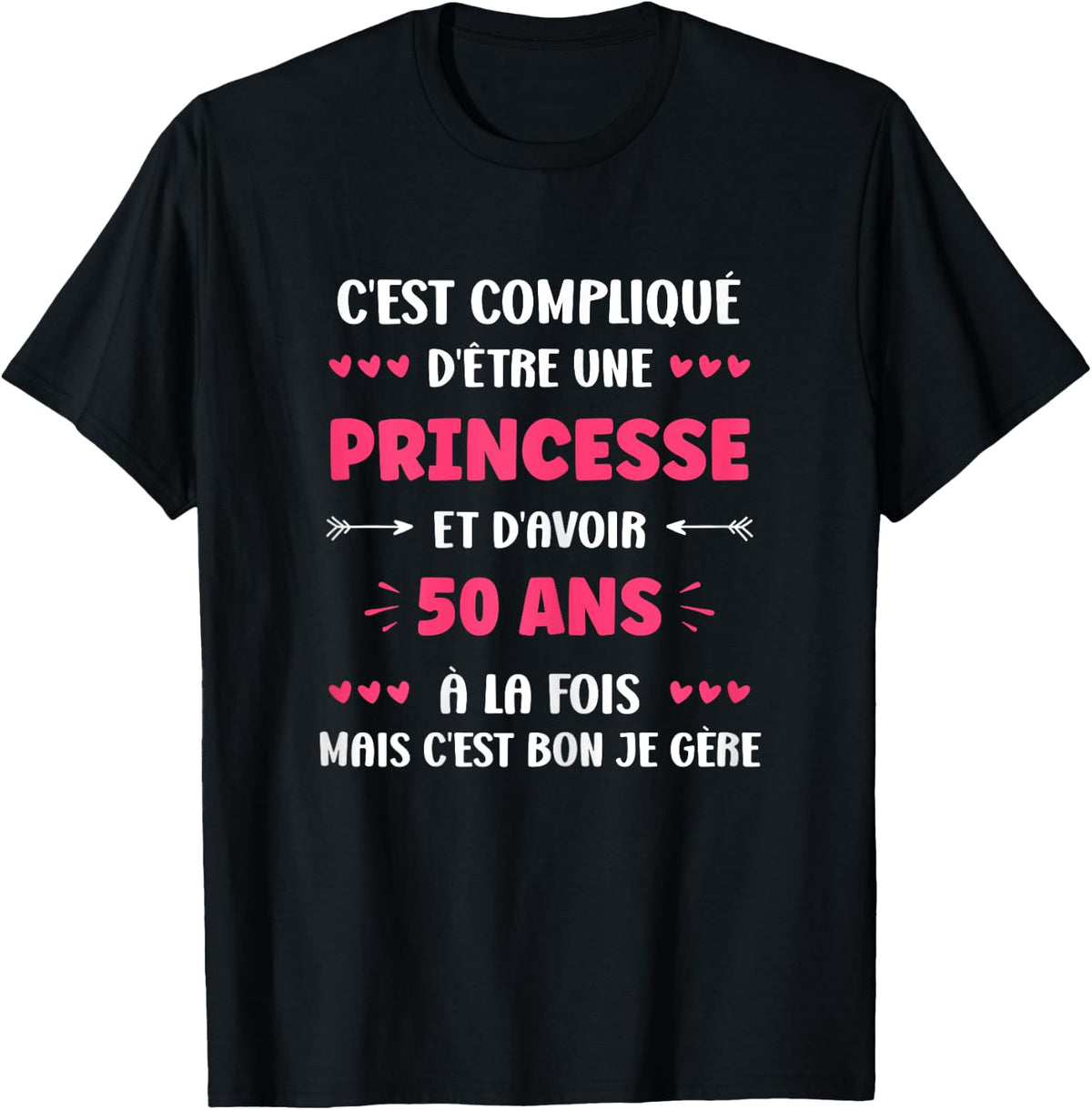 Funny 50th Birthday Princess Woman 50 Years , Black, Female X-Small T-Shirt