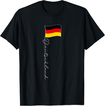 Family Heritage Gifts Germany Signature Flag Pole - German Flag White Text T-Shirt