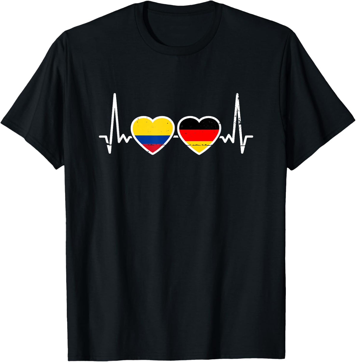 Kolumbien Deutschland Herzschlag Flagge Deutsch Kolumbianer T-Shirt