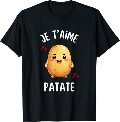 Je Taime Potato Funny Fries Gift Potato Humour , Black, S T-Shirt