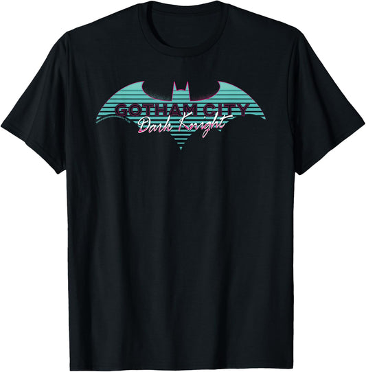 Batman Dark Knight Gotham City Retro Wave , Black, S T-Shirt
