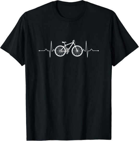 Bicycle Heartbeat Mountain Bike Road Bike E-Bike EKG Bicycle , black T-Shirt