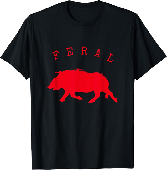 Ampersand & Co. Feral Hog -Adult , Black, Small, Short Sleeve, Modern Animal Print, Crew Collar, T Back, Gift, Casual, Machine Wash T-Shirt