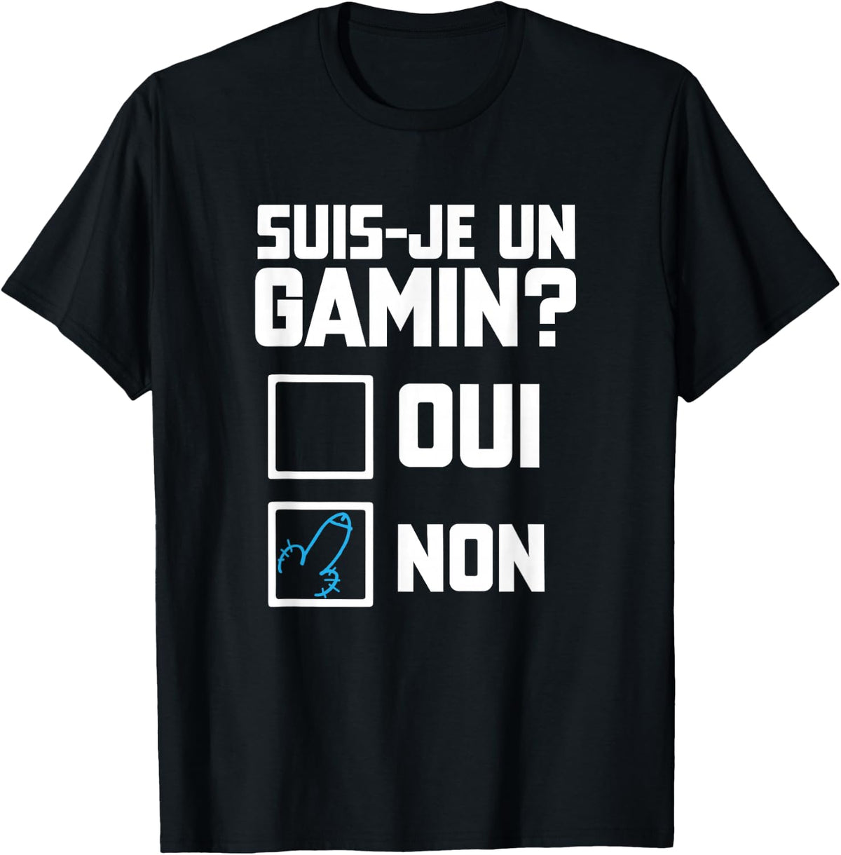 Suis je un gamin humour beautiful funny check box , Black, S T-Shirt