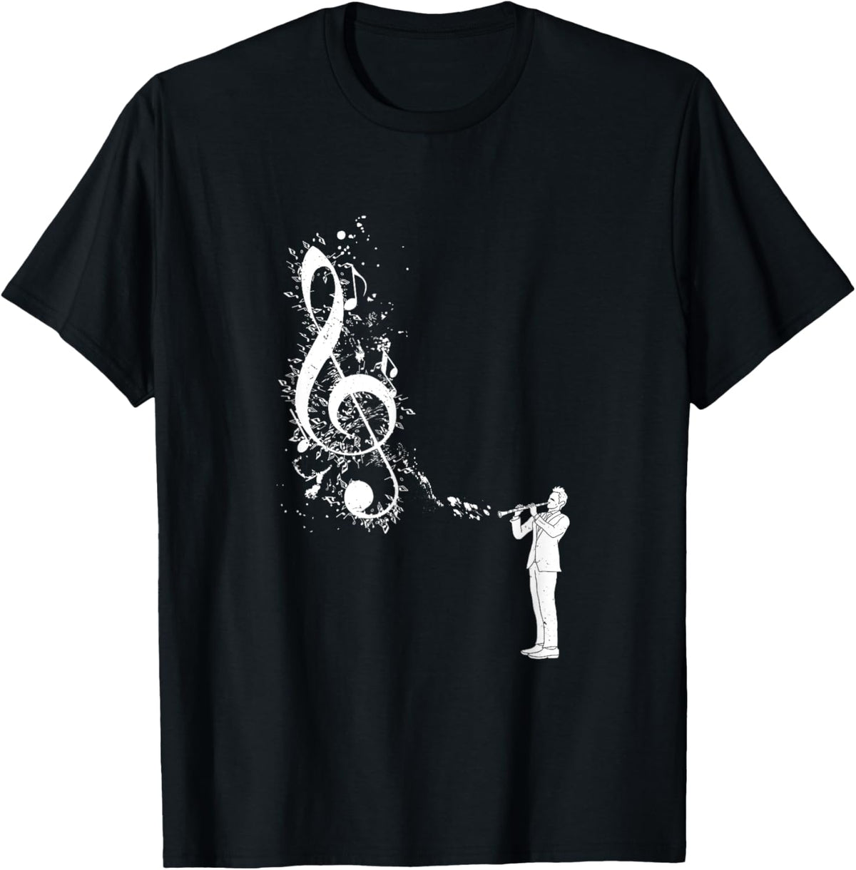 Clarinet Instrument Player Musical Note Clarinetist , Black, S T-Shirt