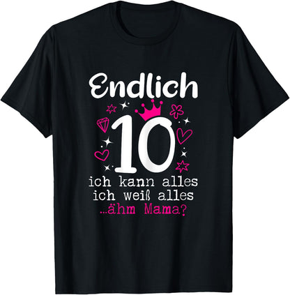 Girl's 10 Years Finally 10th Birthday , black T-Shirt