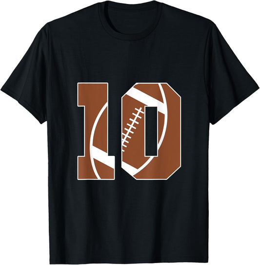 10th Birthday Kids Football Birthday Party 10 Years Old Boys T-Shirt