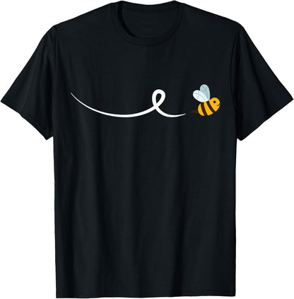 Lone Adorable Bee Flying Cute Flying Bee - -Adults, Kids - Black - Short Sleeve - Modern Nature Cute T-Shirt