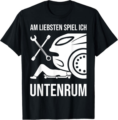 Car Mechanic Mechatronics with German Text Schrauber, black T-Shirt