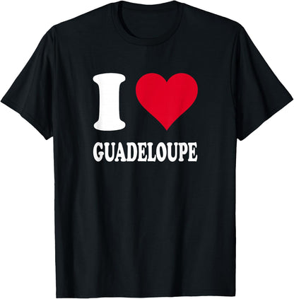 Red Heart I Love Guadeloupe , Black, S T-Shirt