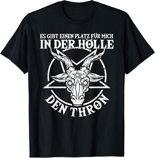 Baphomet & Satan with German Text Platz In Der H?lle, Occult & Gothic, black, s T-Shirt
