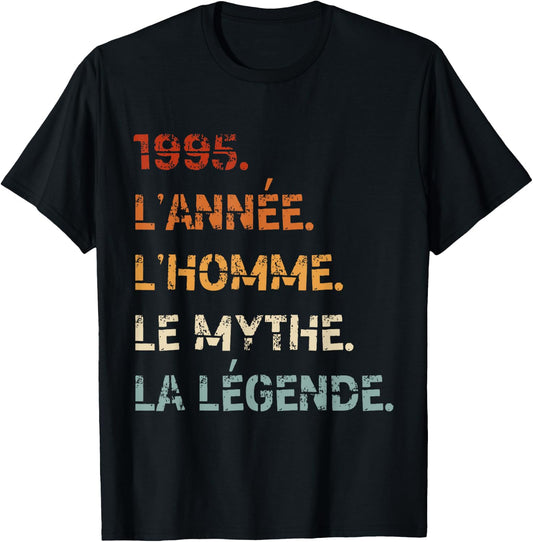 1995 Year Man Myth Legend Birthday Vintage 1995 , Black, S T-Shirt