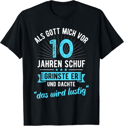 10th Birthday with German Text, black T-Shirt