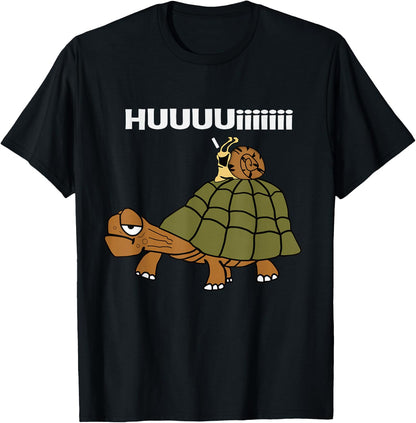 Huuuuuiiii Funny Combination Turtle / Snail , black T-Shirt