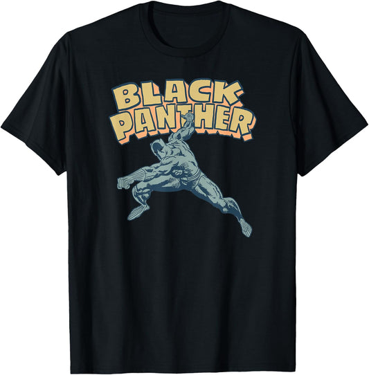 Amazon Essentials Men's MARVEL BLACK PANTHER COMIC POSE , Black, Small T-Shirt