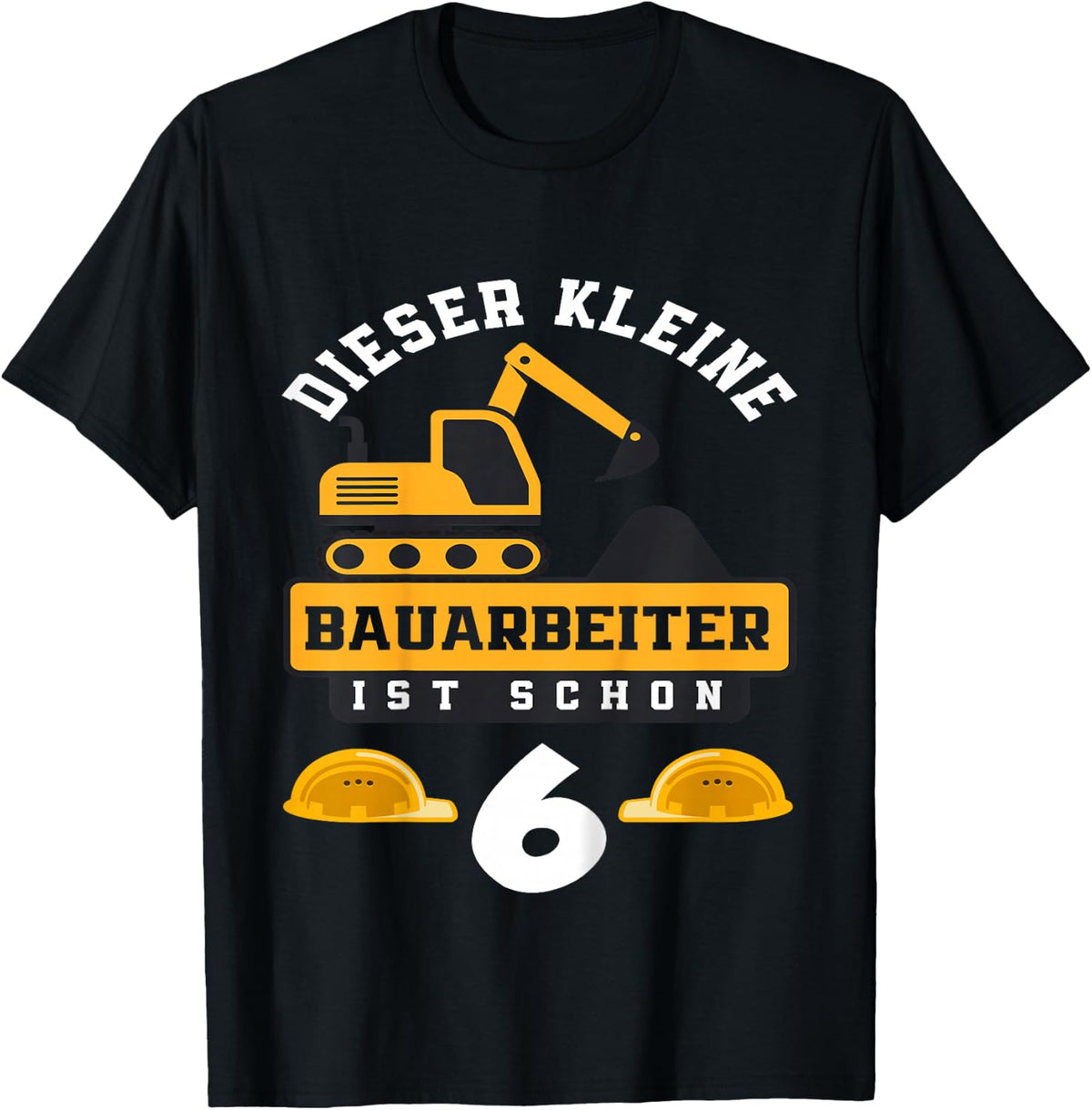 Children's Builder Worker 6th Birthday Boy 6 Years Digger Construction Site , black T-Shirt
