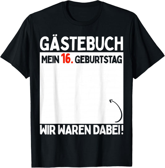 16th Birthday Boy Girl 16 Years 2008 Funny Gift , black T-Shirt