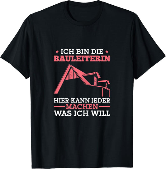 Women's construction line, construction inspection, construction site, construction manager , black T-Shirt