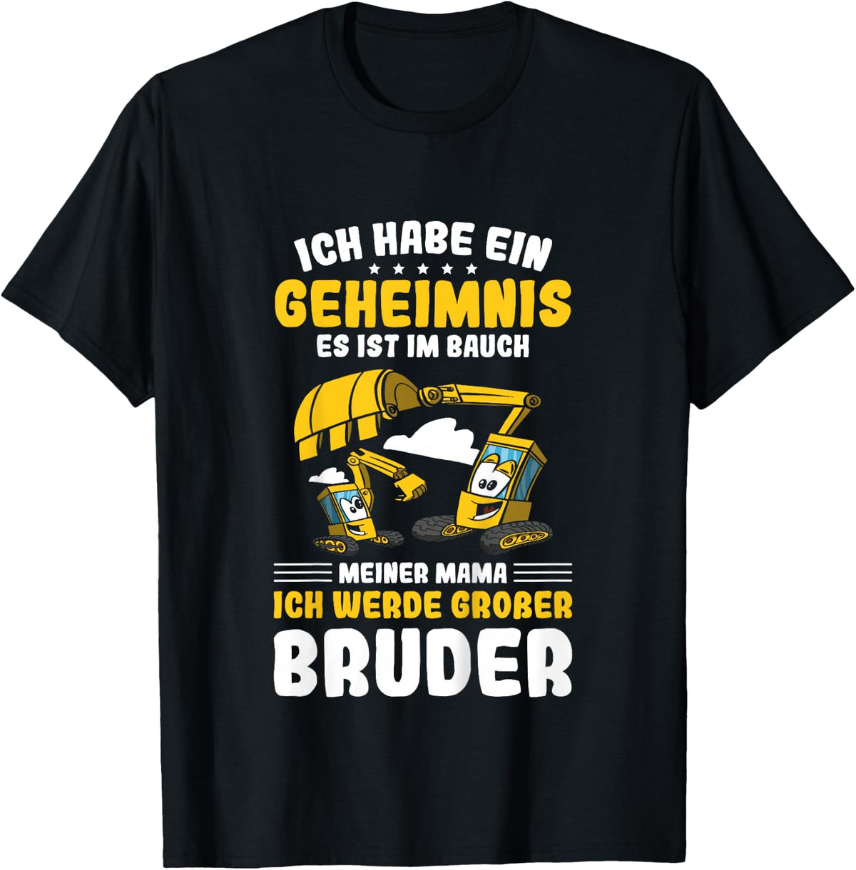 Childrens Excavator Funny with German Text Ich Werde Gro?er Bruder, black T-Shirt