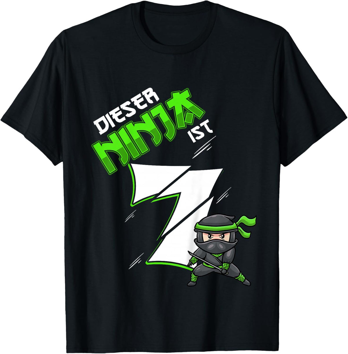 Children's Seventh Birthday Boy 7 Years Old 7 Year Old Ninja , black T-Shirt
