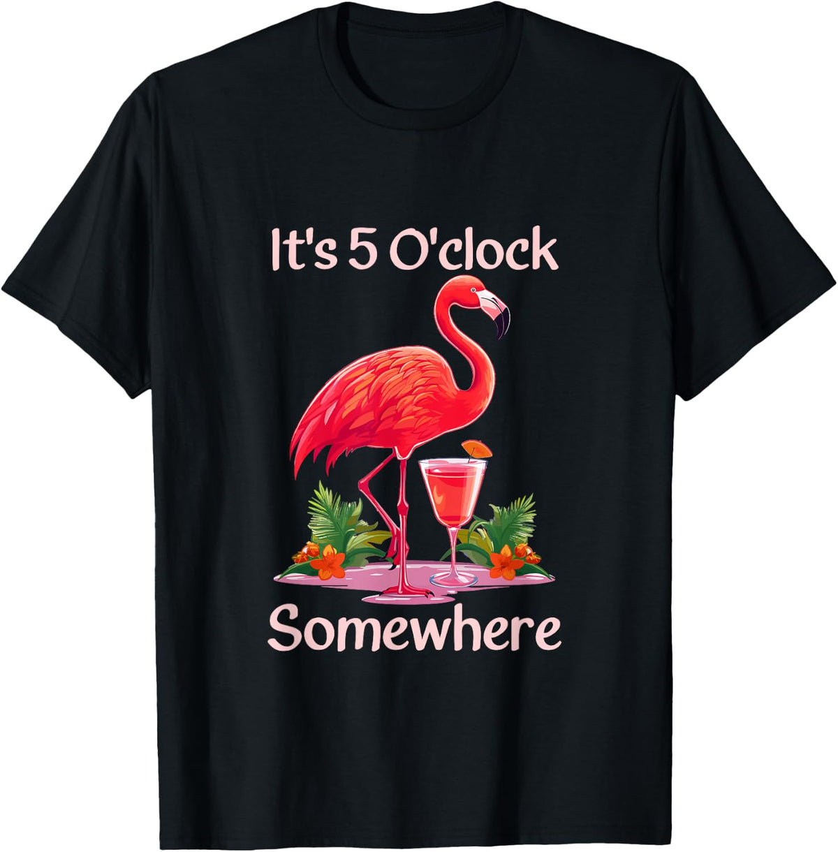 Flamingo Sipping Margarita Cocktail Tequila Alcoholic Drinks T-Shirt