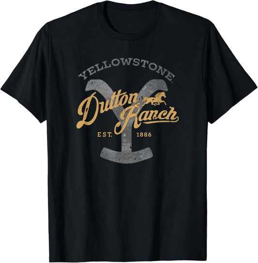 Yellowstone Dutton Ranch Est 1886 Iconic Logo Team Style , black T-Shirt