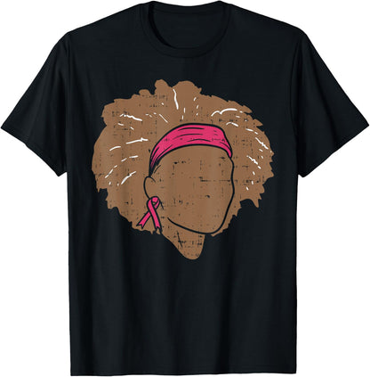 Breast Cancer Awareness Shirt Black Women Brown Pink Ribbon T-Shirt